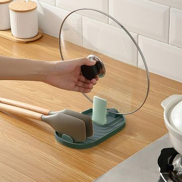 Fine living spatula and pot lid cover holder18 x 11 x 1.5cm blue 