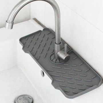 Fine living silicone tap drip tray 37 x 14.5 x 1.5cm black