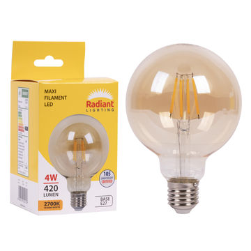 Eurolux maxi globe g95 filament amber 4w led e27