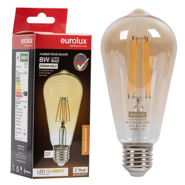 Eurolux pear filament amber 8w led e27 dimmable