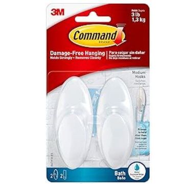 COMMAND 1LRG DESIGNER BATH HOOK/2 STRIPS