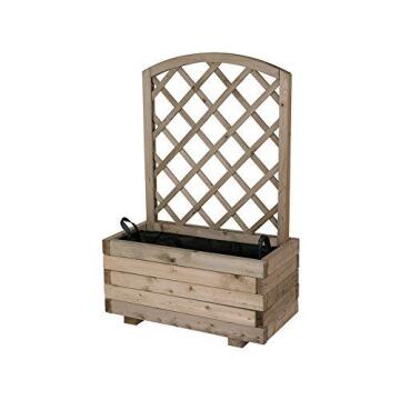 Planter, Flower Planter Box with Trellis, Wood, FOREST STYLE