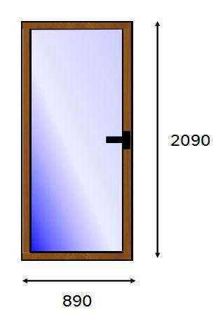 Service Door PVC Wood Laminated Full Light Left Hand Opening-w890xh2090mm