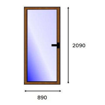 Service Door PVC Wood Laminated Full Light Left Hand Opening-w890xh2090mm