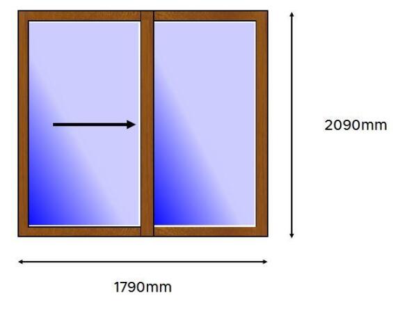 Sliding Door PVC 1 Side Opening (OX) Wood Finish-w1790xh2090mm