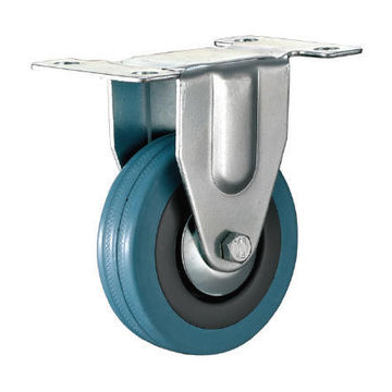 Castor wheel rubber grey fixed plate 100mm l&g tools