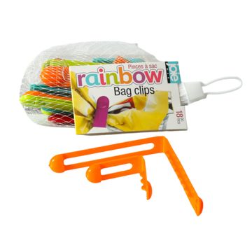 Bag closure clips 18pc multi size rainbow