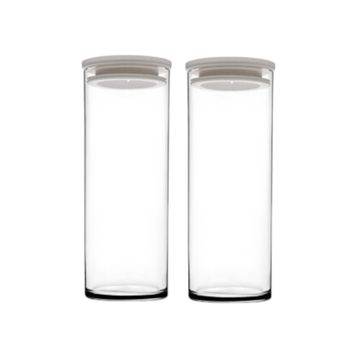 2 pack glass storage jar with suction lid 1230ml