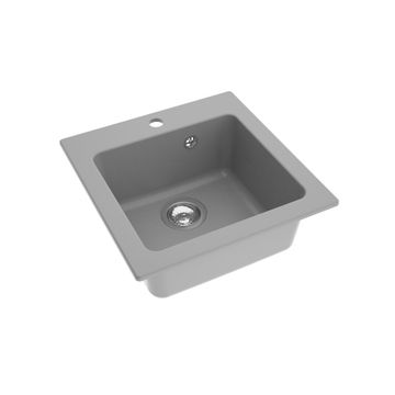 Burin single bowl square kitchen sink 46.5x47.5x18cm grey
