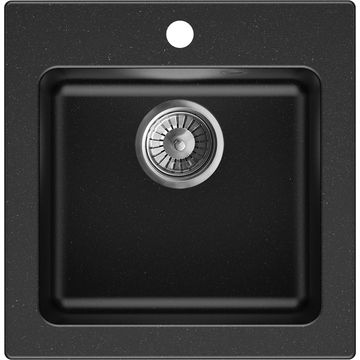 Burin single bowl square kitchen sink 46.5x47.5x18cm black