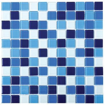 Mosaic Glass Tile Blue Mix 300x300mm