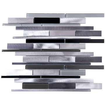 Mosaic Aluminium & Glass Tile Grey Mix 300x310mm