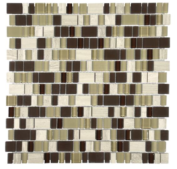 Mosiac Glass & Stone Tile FALCON Frosted Brown 300x300mm