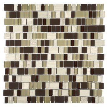 Mosiac Glass & Stone Tile FALCON Frosted Brown 300x300mm