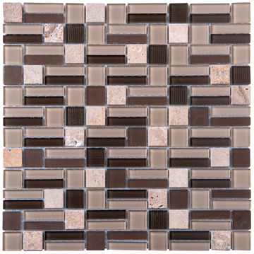 Mosaic Glass & Stone Tile Beige Mix 300x300mm