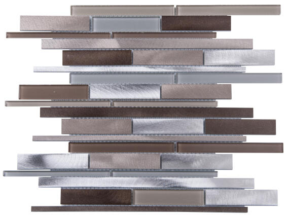 Mosaic Aluminium & Glass Tile Brown Mix 300x310mm