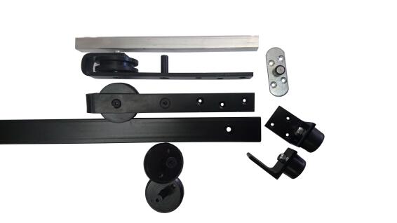 Sliding Mechanism (without door) STRAP ST100N for Wooden Door up to 100kg and 900mm width with Black Rail