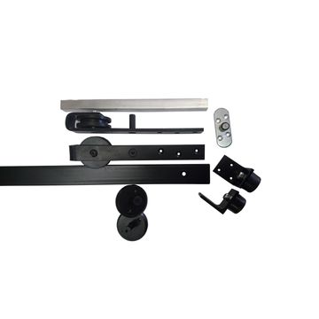 Sliding Mechanism (without door) STRAP ST100N for Wooden Door up to 100kg and 900mm width with Black Rail