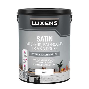 Luxens Kitchen & Bathroom Door & Trim Satin White 5L