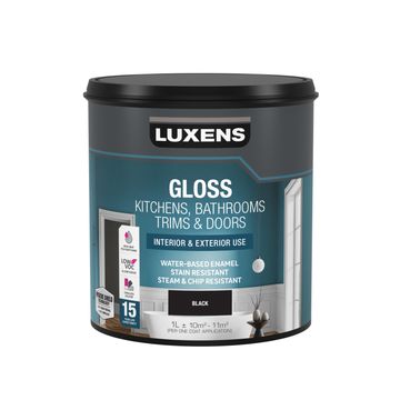 Luxens Kitchen & Bathroom Door & Trim Gloss Black 1L