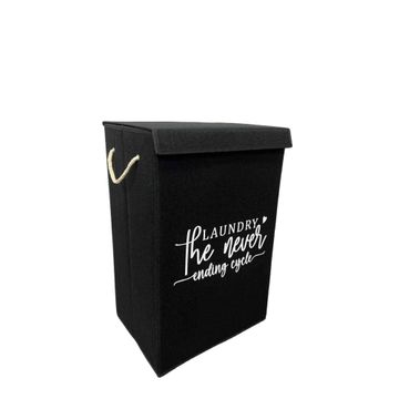 Foldable laundry basket black W40cmxH60cm
