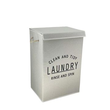 Foldable laundry basket clean and tidy light grey w40cmxh60cm