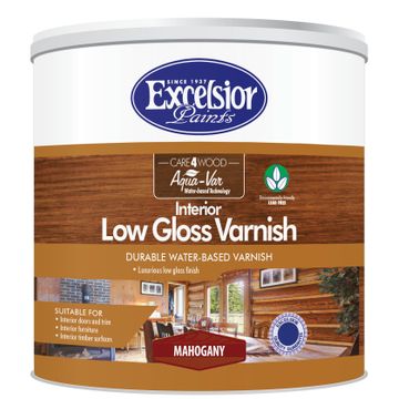 EXCELSIOR AQUA-VAR INTERIOR LOW GLOSS VARNISH MAHOGANY 5L