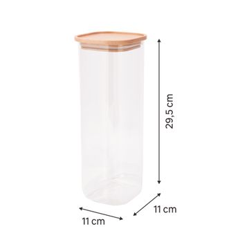 Delinia Scandi Stackable Square Glass Storage Jar with Beech Lid