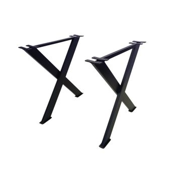 X-shape table leg set steel black w700x h710mm