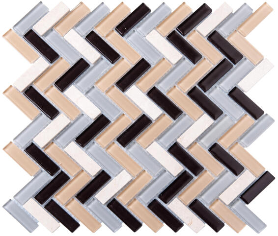 Mosaic Glass & Stone Tile V-Brown Mix 300x300mm