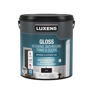 Luxens Kitchen & Bathroom Door & Trim Gloss Black 2.5L