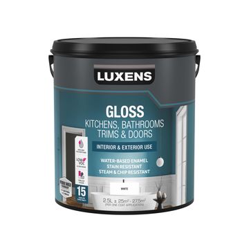 Luxens Kitchen & Bathroom Door & Trim Gloss White 2.5L
