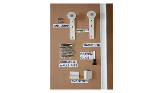 Sliding Mechanism (without door) Barn style for Wooden Strap Door up to 35kg and 930mm width with White Visible Rail