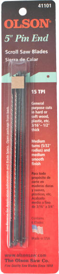 Set of 6 Scroll Saw Blades Bl.15Tpi W/Pins OLSON