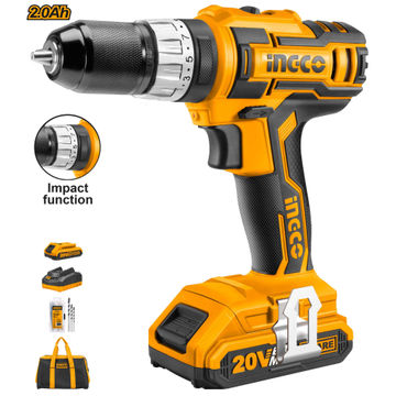 Impact drill cordless INGCO 20V 2 Bat Lit 2Ah