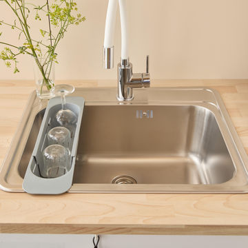 Delina Eleki Extendable Sink Colander Organiser Narrow  Grey W10.4xH7.6xD39.6cm