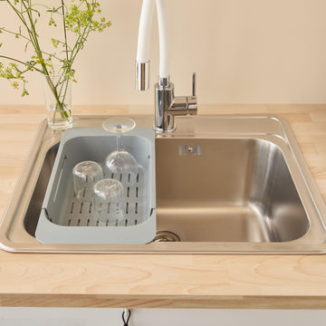 Delina Eleki Extendable  Sink Colander Organiser Grey W20xH7.6xH39.6cm
