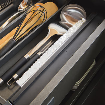 Baking paper roll organizer for drawers black - plastic