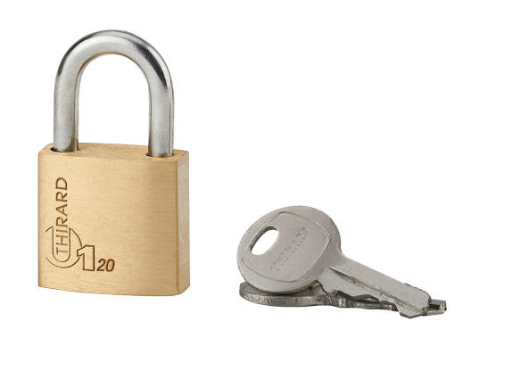 Padlock brass body steel shackle 20mm thirard