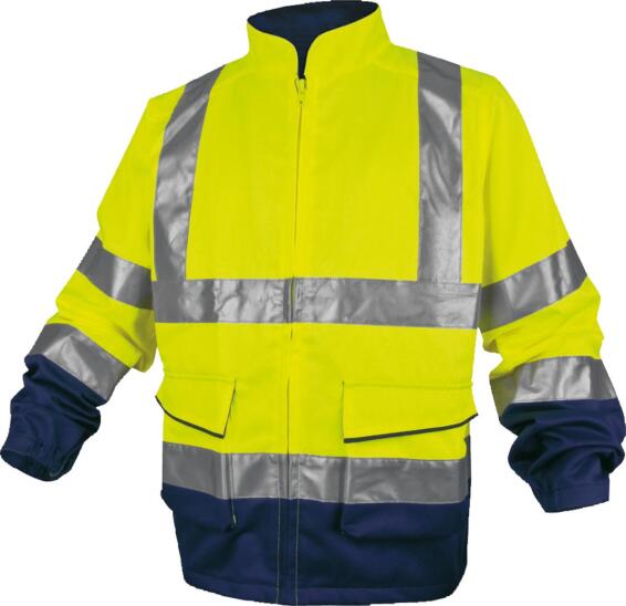 Work Jacket Deltaplus High Visibility With Reflective Tape Fluorescent & Navy Size 3Xlarge