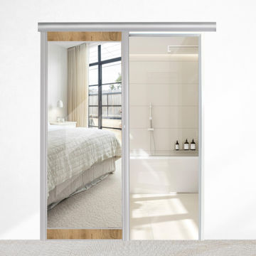 Slide n Space Alpha Mirror Door 1-Side Sahara 980×80×2220mm