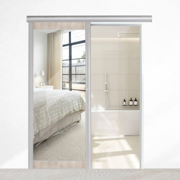 Slide n Space Alpha Mirror Door 1-Side Lanza Oak 980×80×2220mm