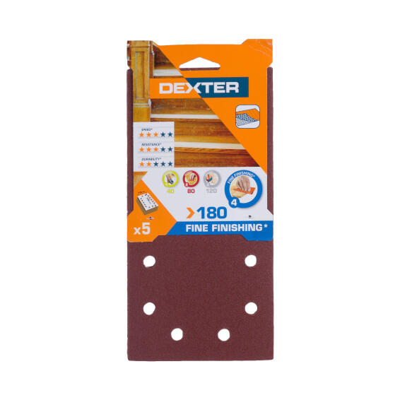 Universal abrasives round holes G180 DEXTER 5 pieces 115x230mm