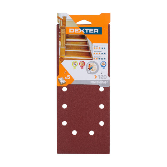 Universal abrasives round holes G120 DEXTER 5 pieces 115x280mm