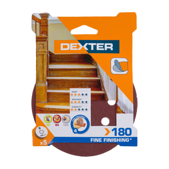 Hole sanding disc wood G180 DEXTER 5 pieces d125mm
