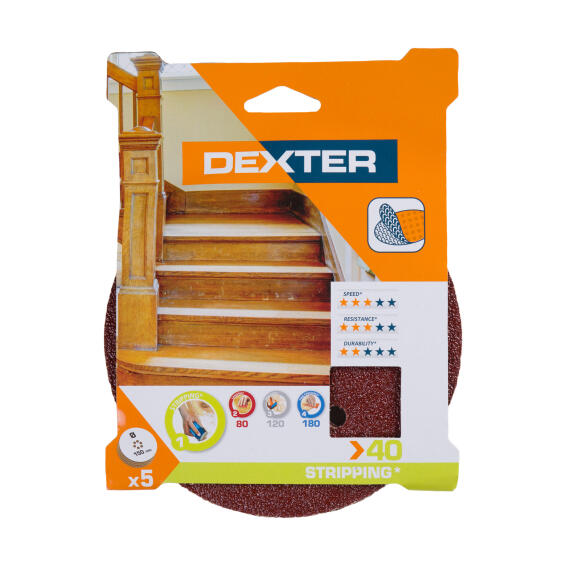 Hole sanding disc wood G40 DEXTER 5 pieces d150mm