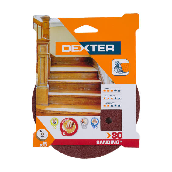 Hole sanding disc wood G80 DEXTER 5 pieces d150mm