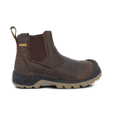 Safety Boot Rebel Chelsea Crazy Horse Brown Size 12