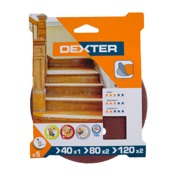 Set hole sanding disc d150mm G40G80G120 DEXTER
