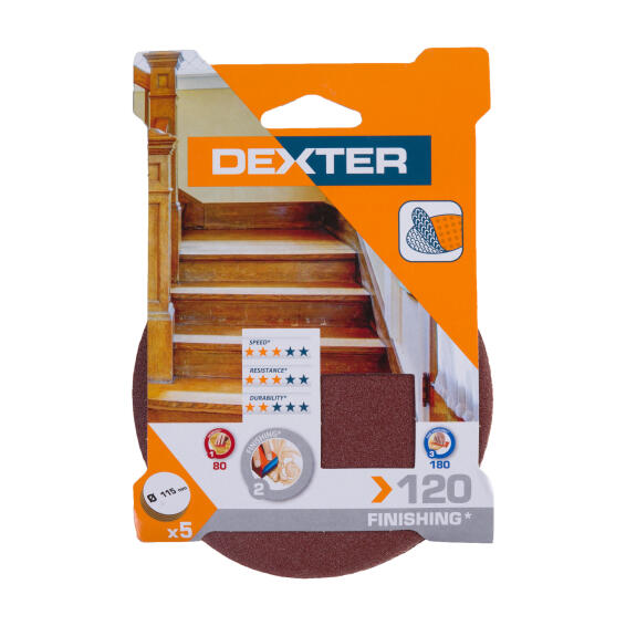 Hole sanding disc wood G120 DEXTER 5 pieces d115mm